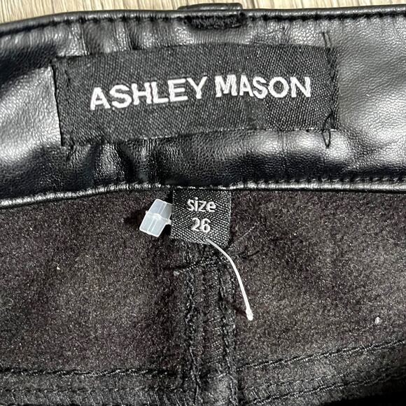 Ashley Mason Juniors Rachel Raw Hem Faux Leather Slim Straight Pants Size 26 - Picture 8 of 10